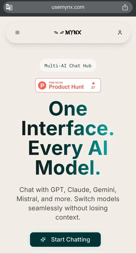 Screenshot 1 of MYNX - Multi-AI Chat Hub
