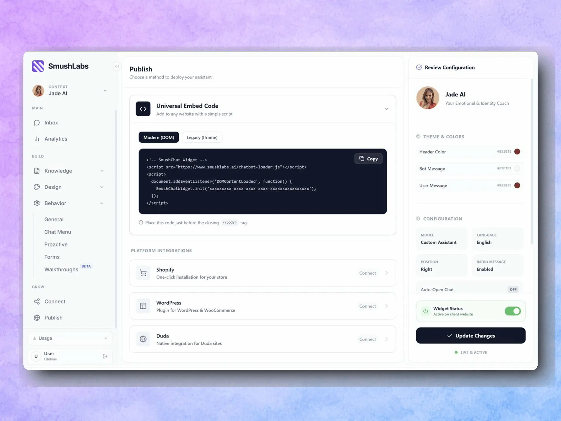 Screenshot 7 of SmushChat AI Chatbot Agent Builder