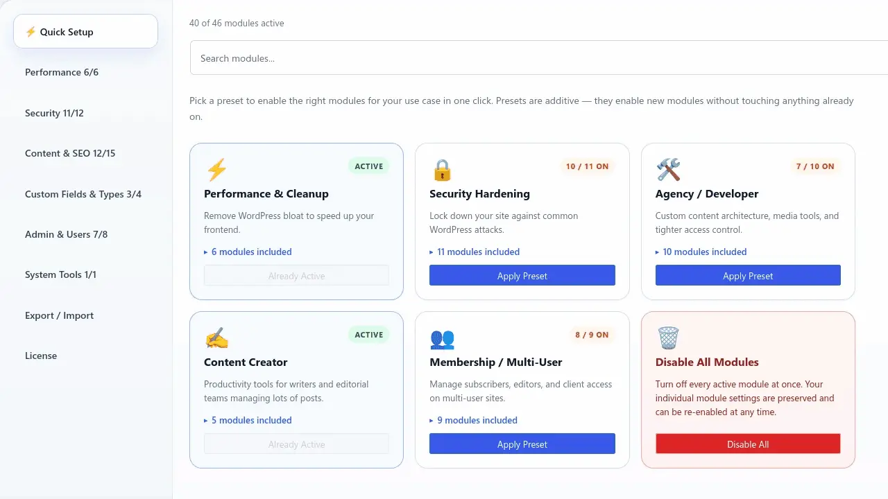 Screenshot 1 of Admin Optimizer