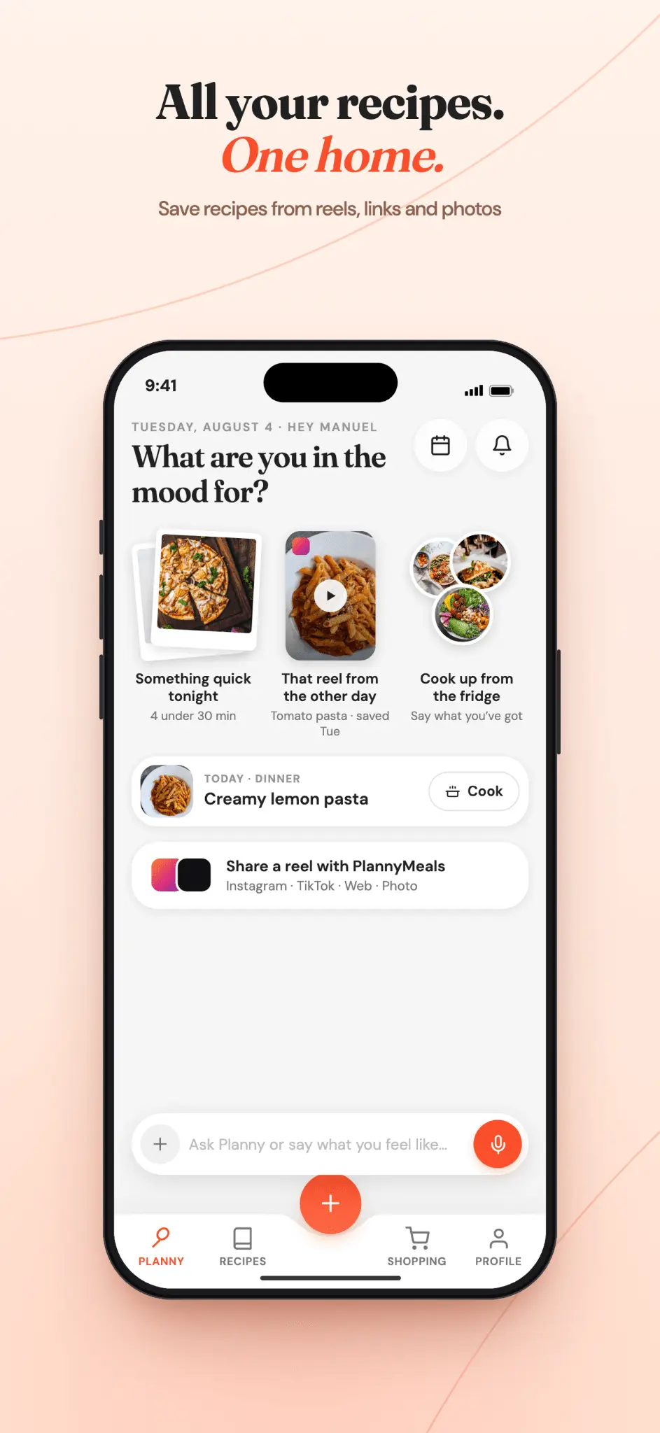Screenshot 1 of PlannyMeals