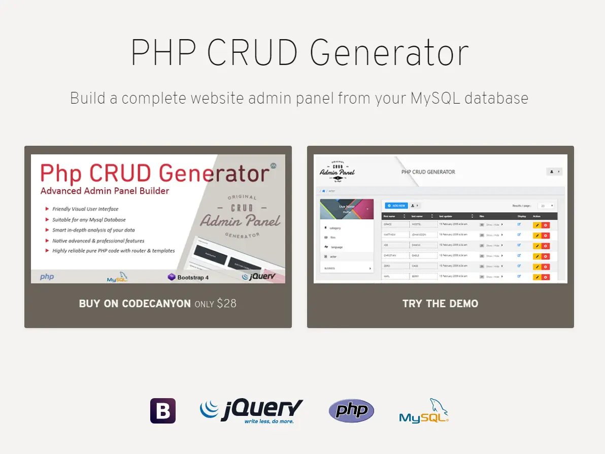 Screenshot 2 of PHP CRUD Generator