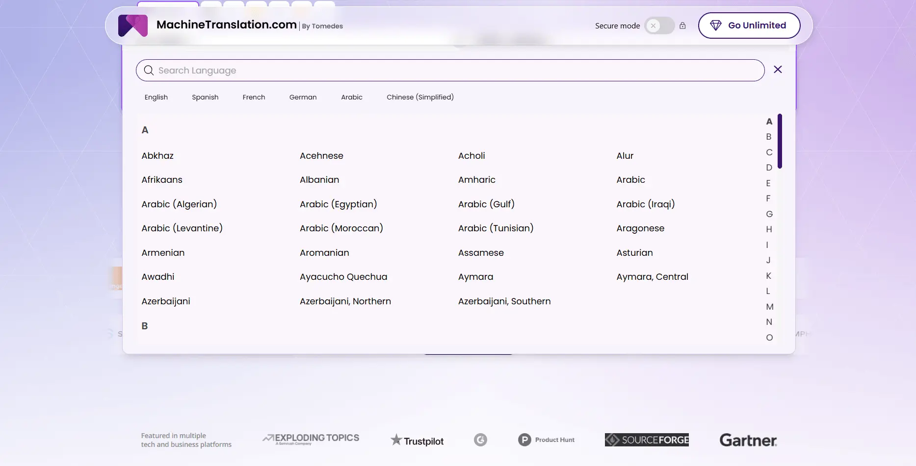 Screenshot 2 of MachineTranslation.com
