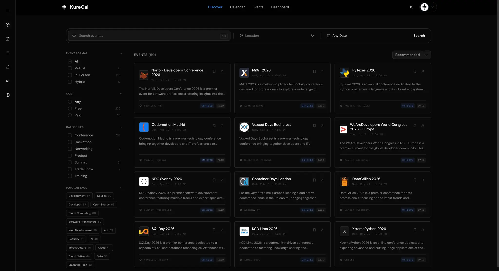 Screenshot 3 of Kure-Cal: Tech Events Discovery Platform