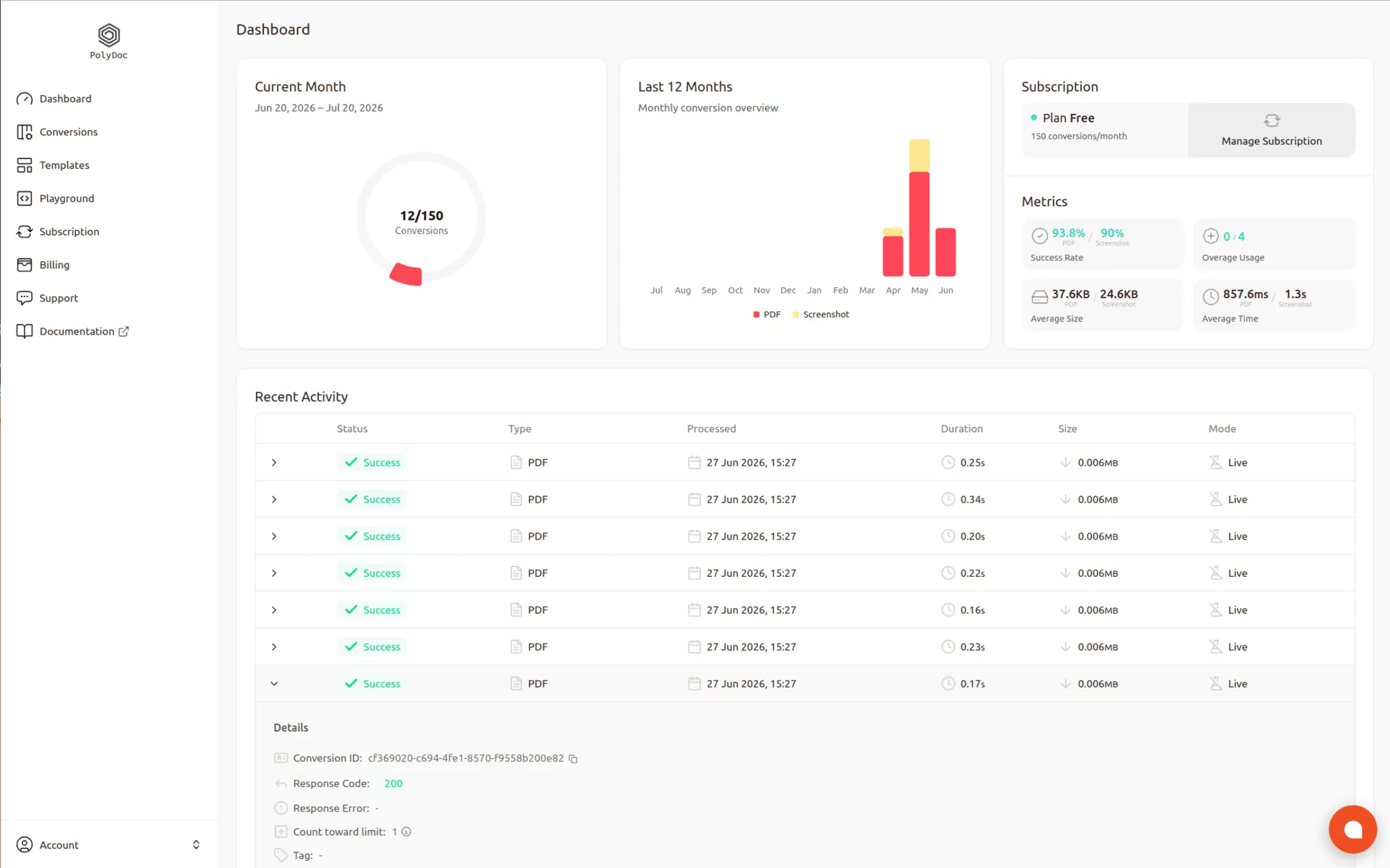 Screenshot 1 of PolyDoc - HTML to PDF & Screenshot API