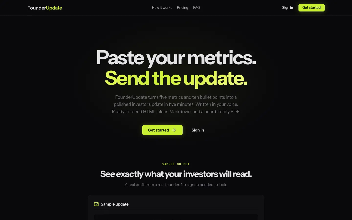 Screenshot 1 of FounderUpdate