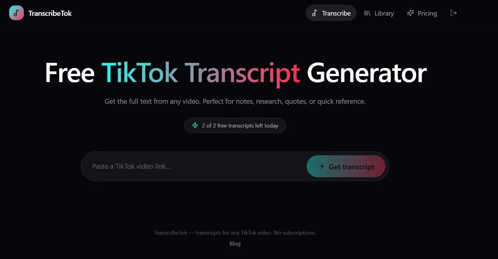 Screenshot 1 of Transcribe Tok