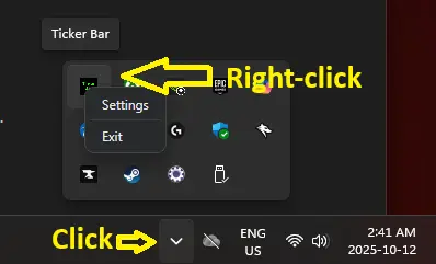 Screenshot 2 of Stock Ticker Bar