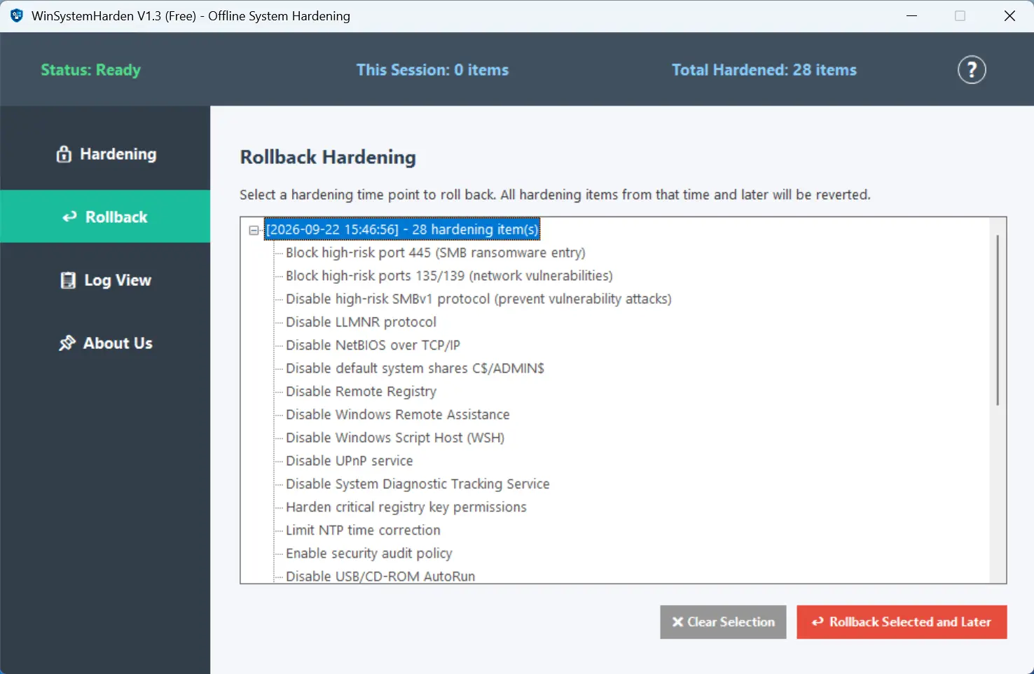 Screenshot 3 of WinSystemHarden