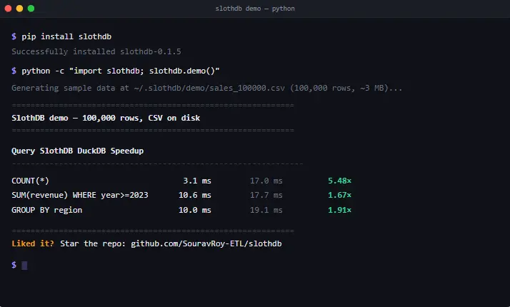 Screenshot 2 of SlothDB