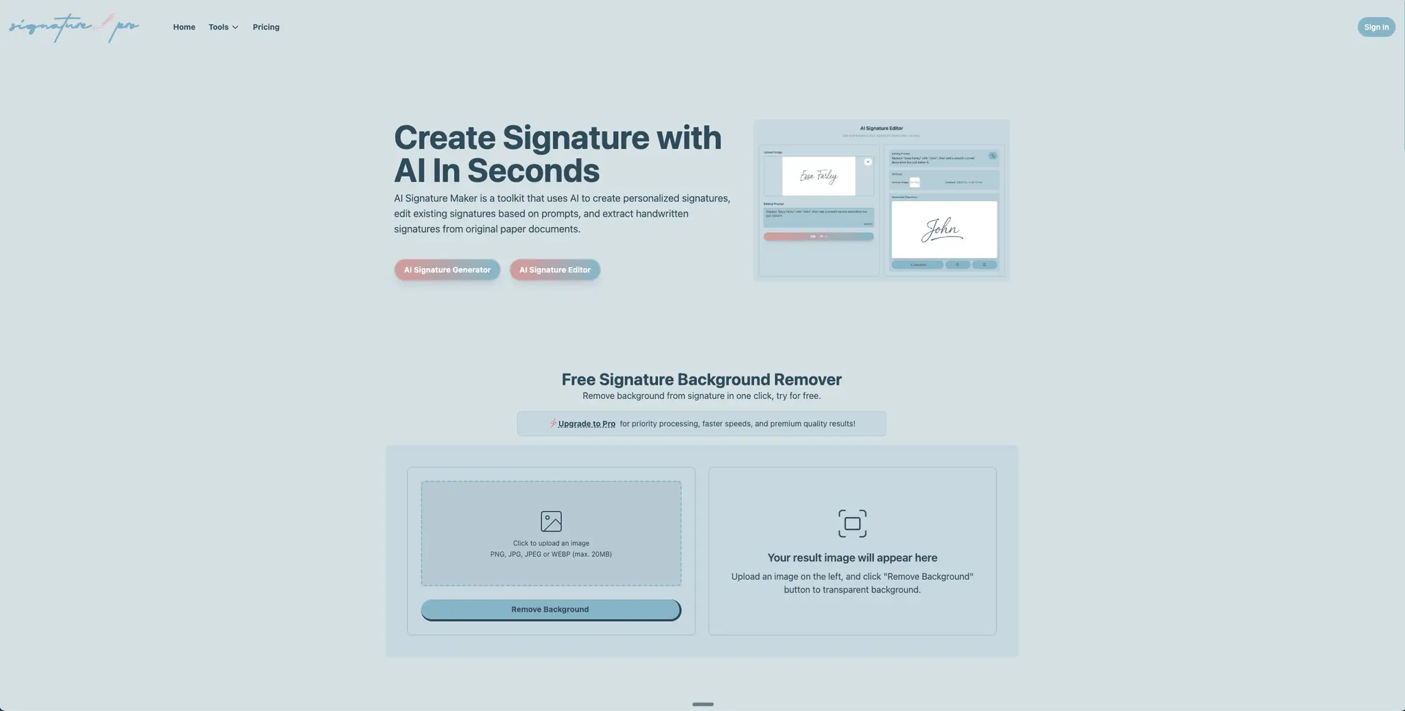 Screenshot 1 of AI Signature Generator