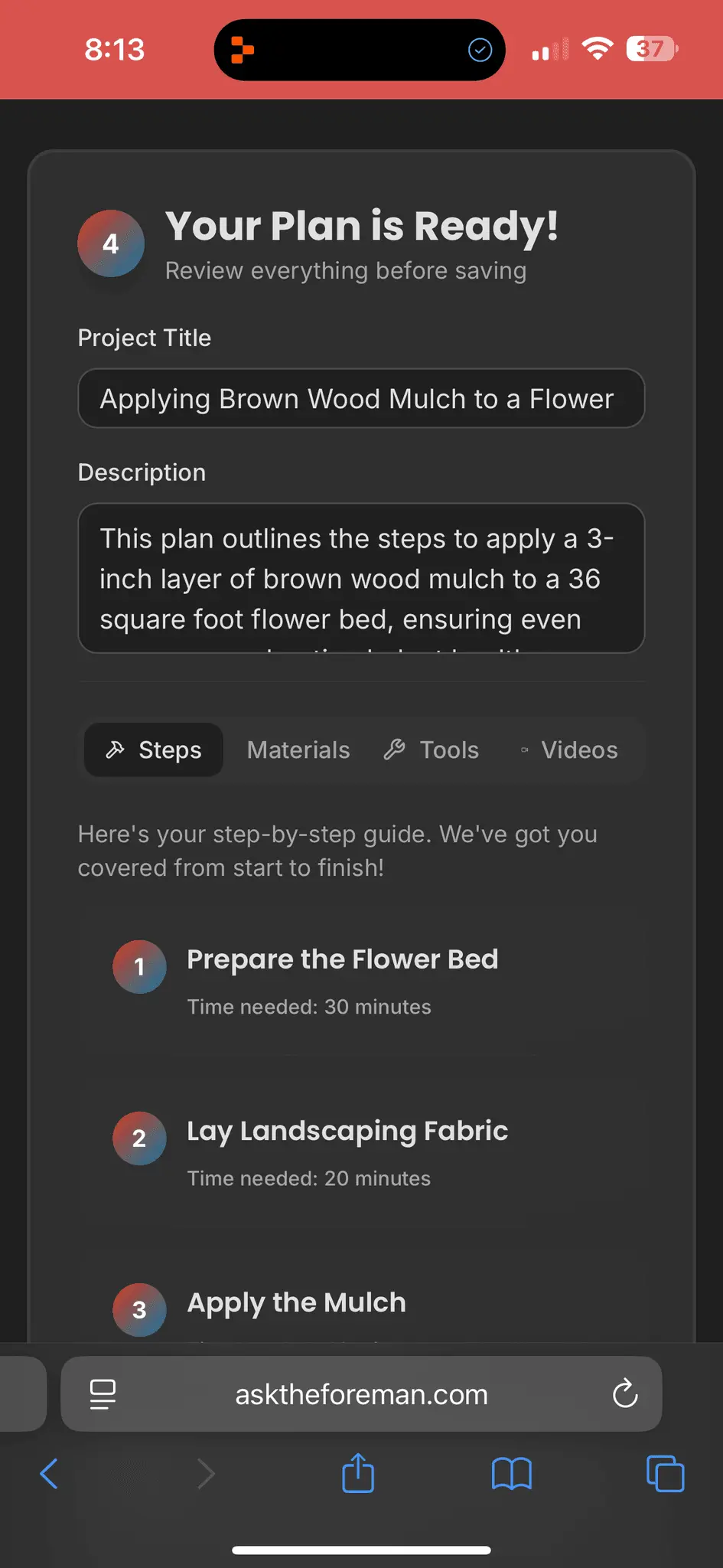 Screenshot 6 of AskForeman - AI Project Planner for DIY