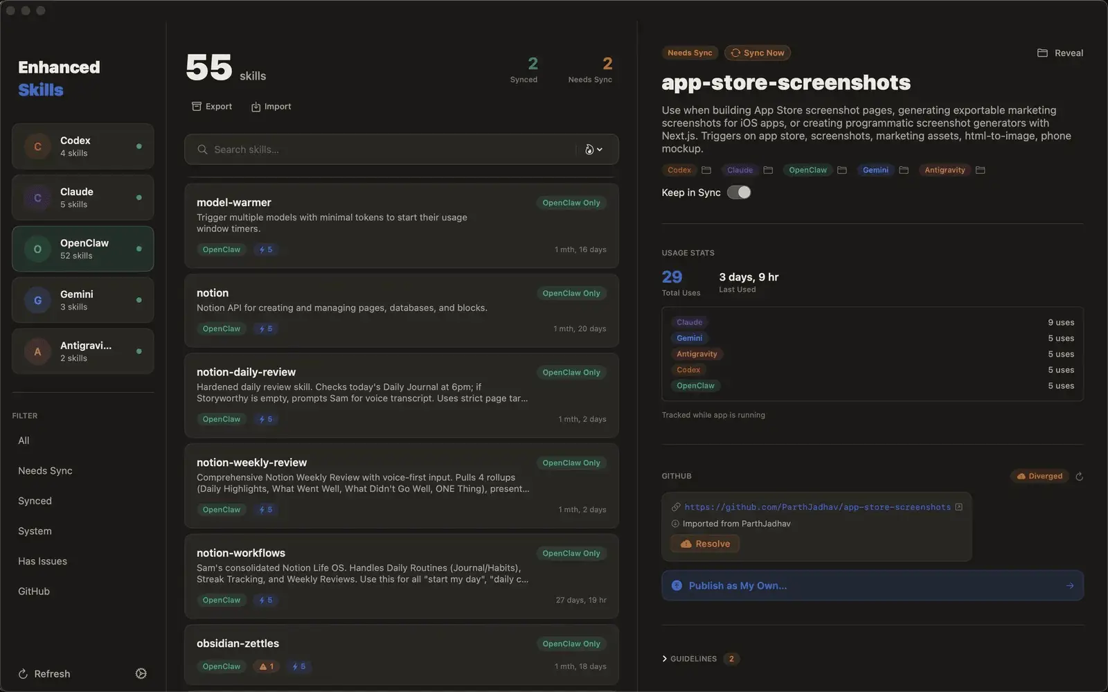 Screenshot 1 of EnhancedSkills