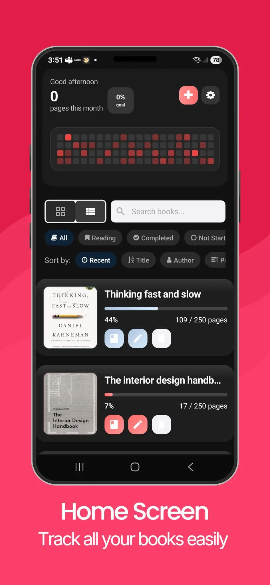 Screenshot 1 of OnePage Reading Tracker