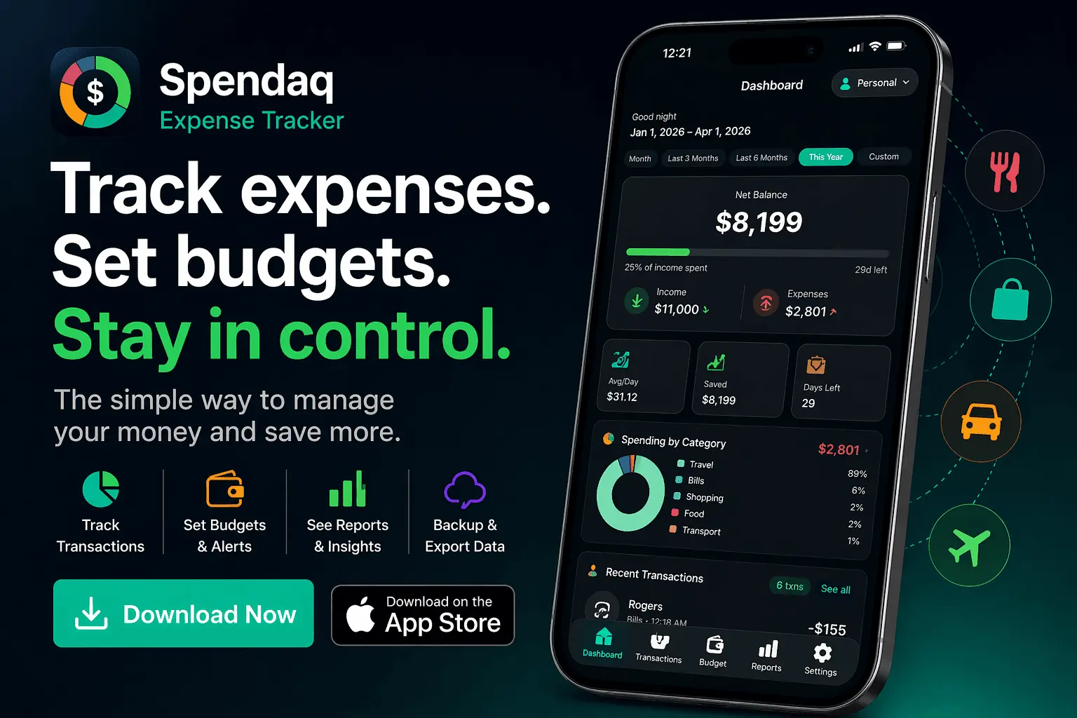 Screenshot 1 of Spendaq: Expense Tracker