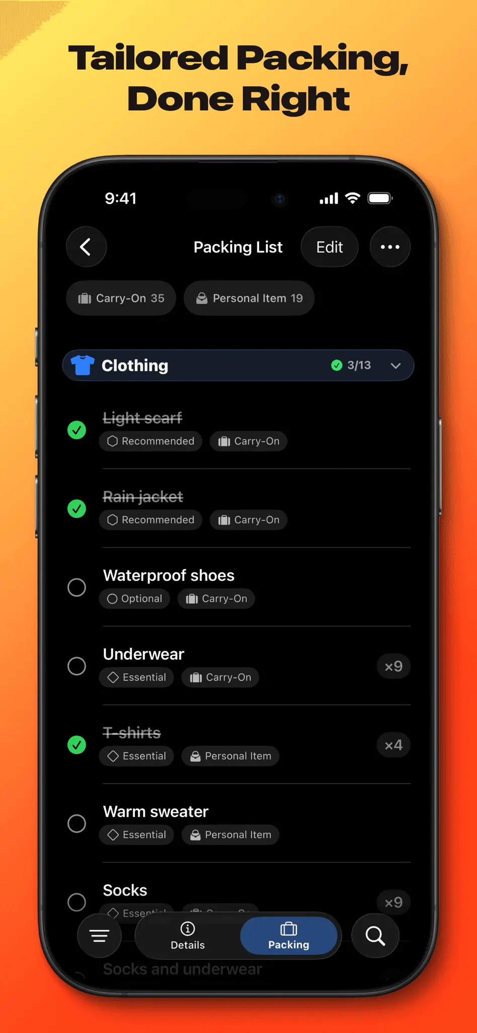 Screenshot 2 of journeybot - packing & travel iOS app