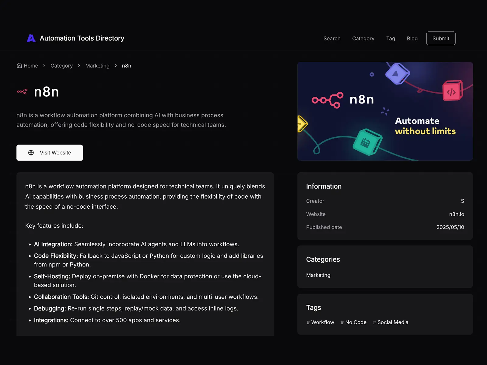 Screenshot 2 of Automation Tools Directory