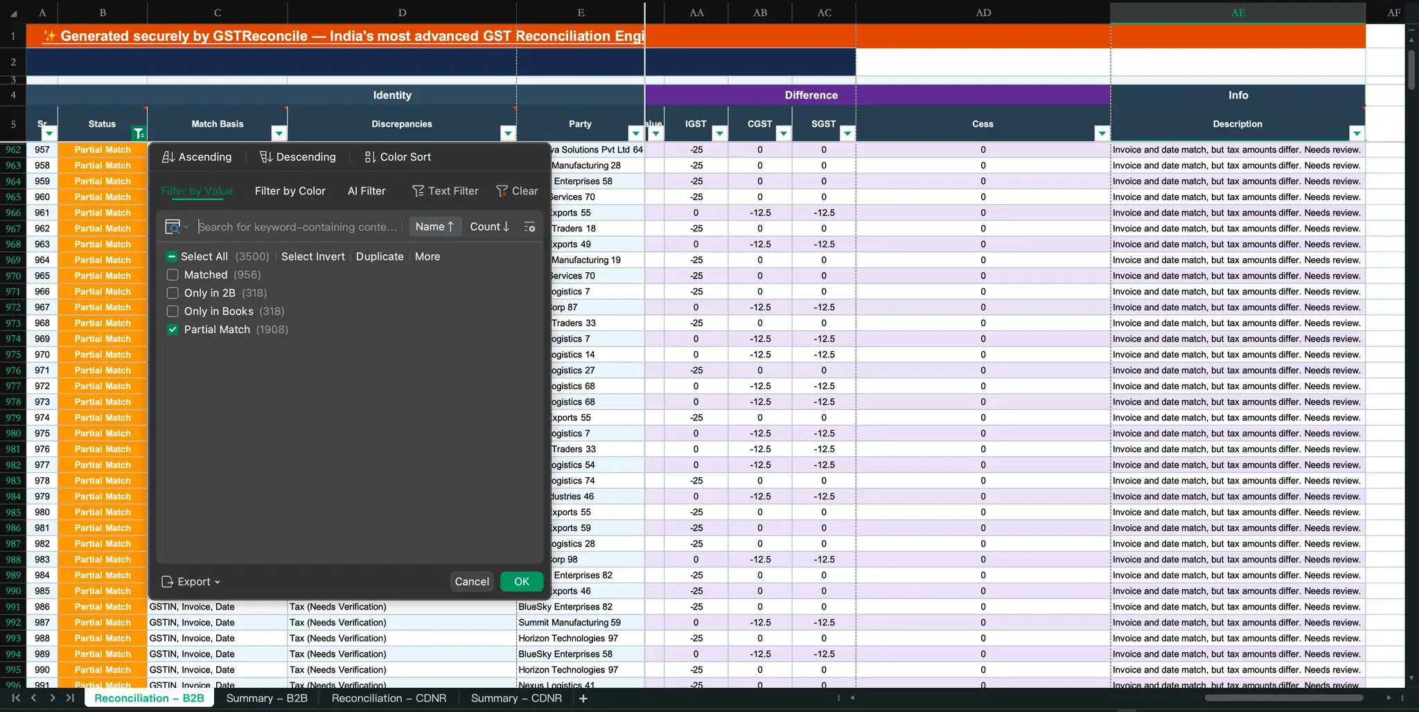 Screenshot 8 of GST Reconcile