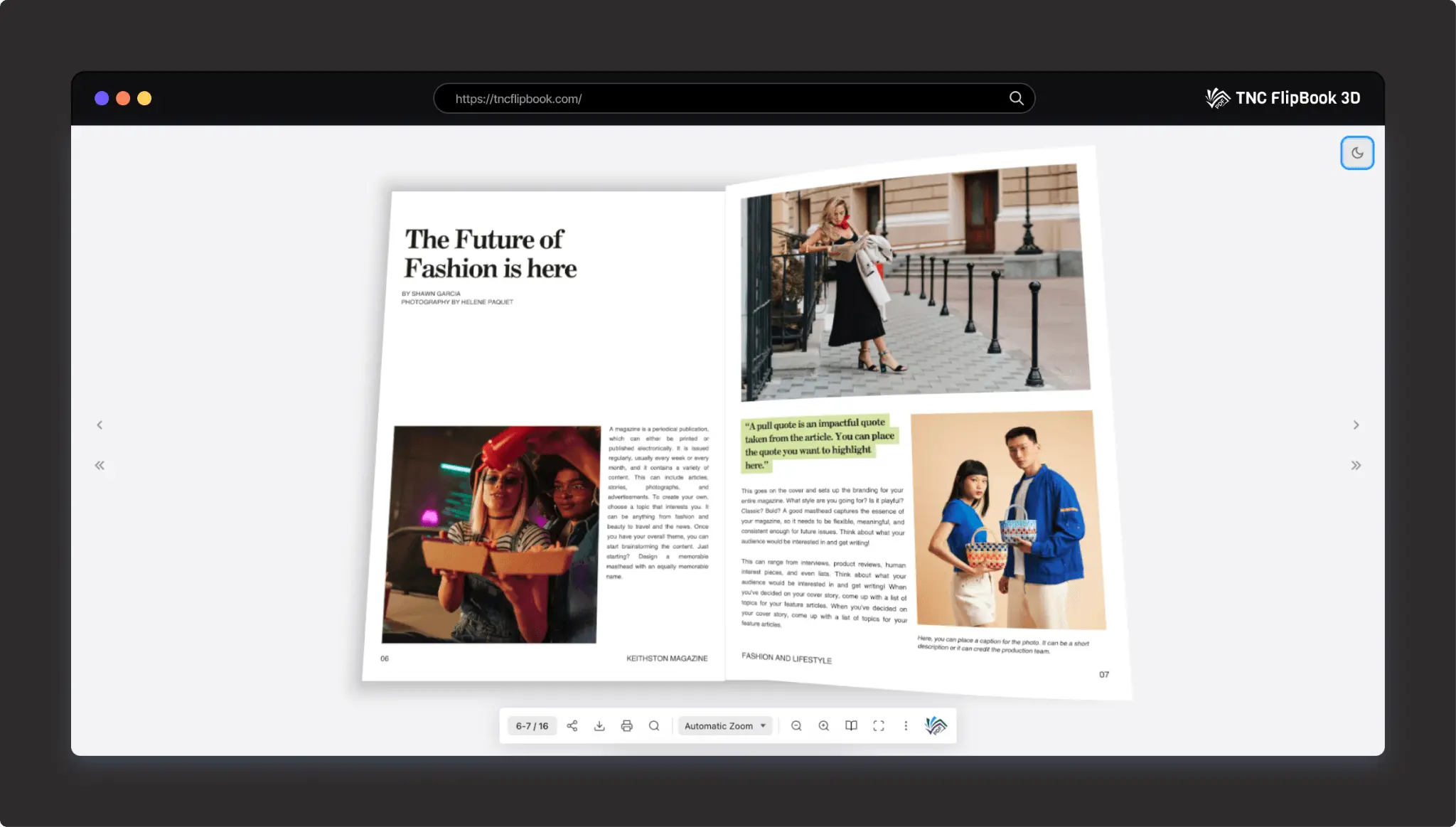 Screenshot 2 of TNC FlipBook 3D - WordPress Plugin