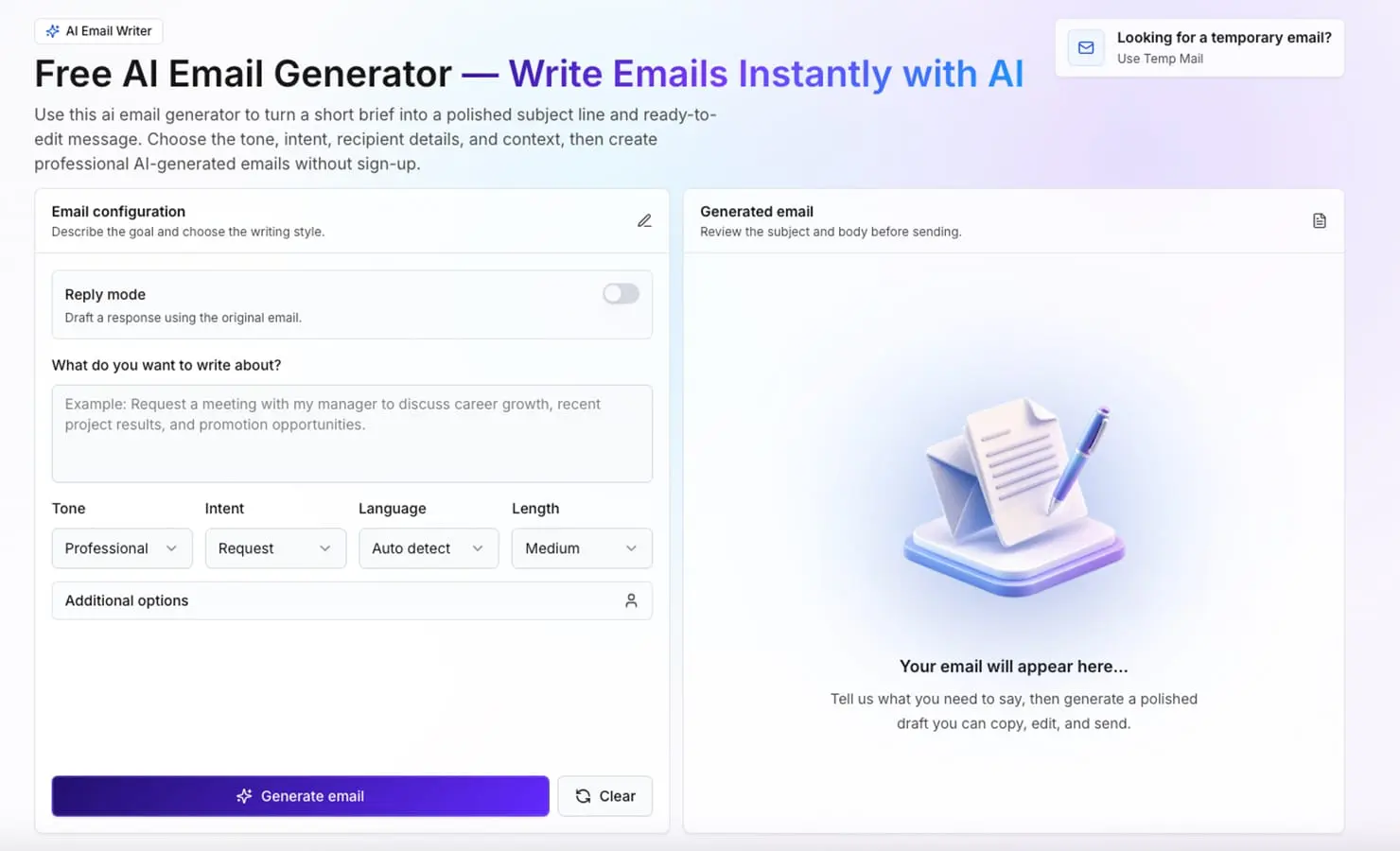 Screenshot 2 of AI Email Generator