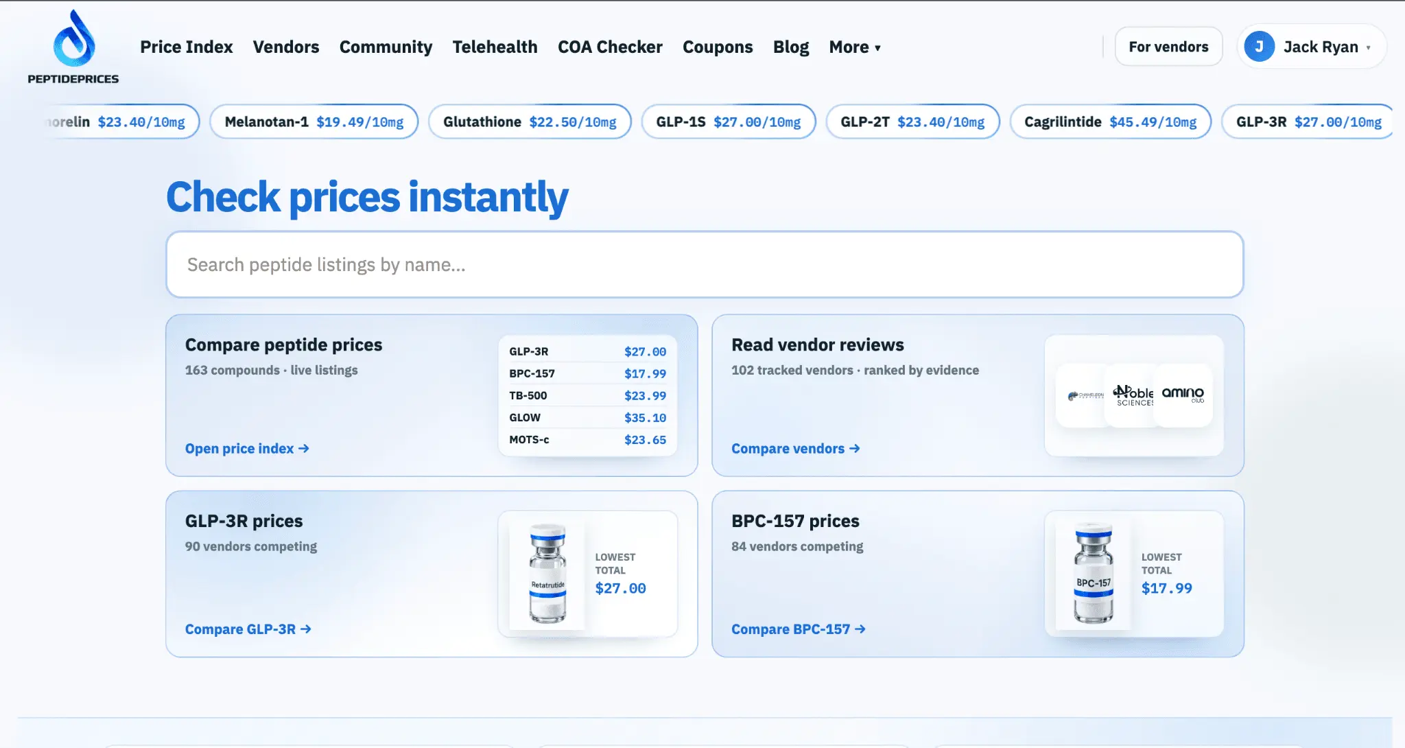 Screenshot 1 of PeptidePrices