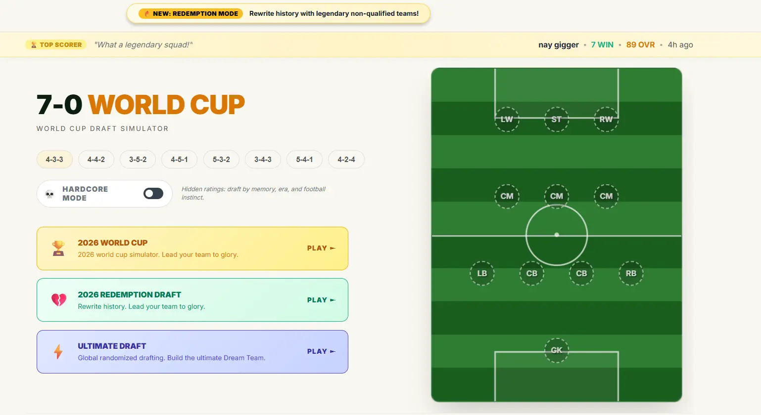 Screenshot 1 of 7-0 World Cup Simulator
