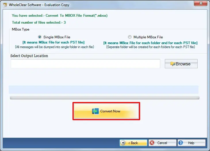 Screenshot 1 of WholeClear PST to MBOX Converter