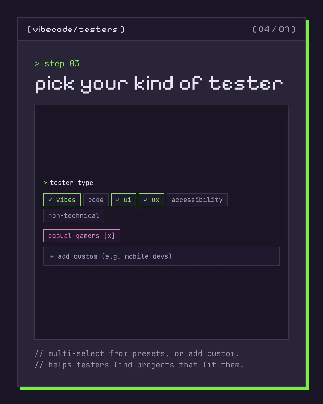 Screenshot 4 of vibecode/testers
