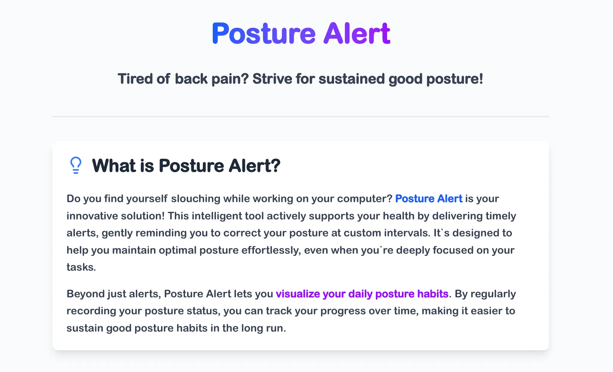 Screenshot 1 of Posture Alert
