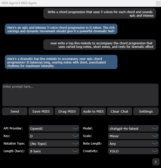 Screenshot 1 of MIDI Agent