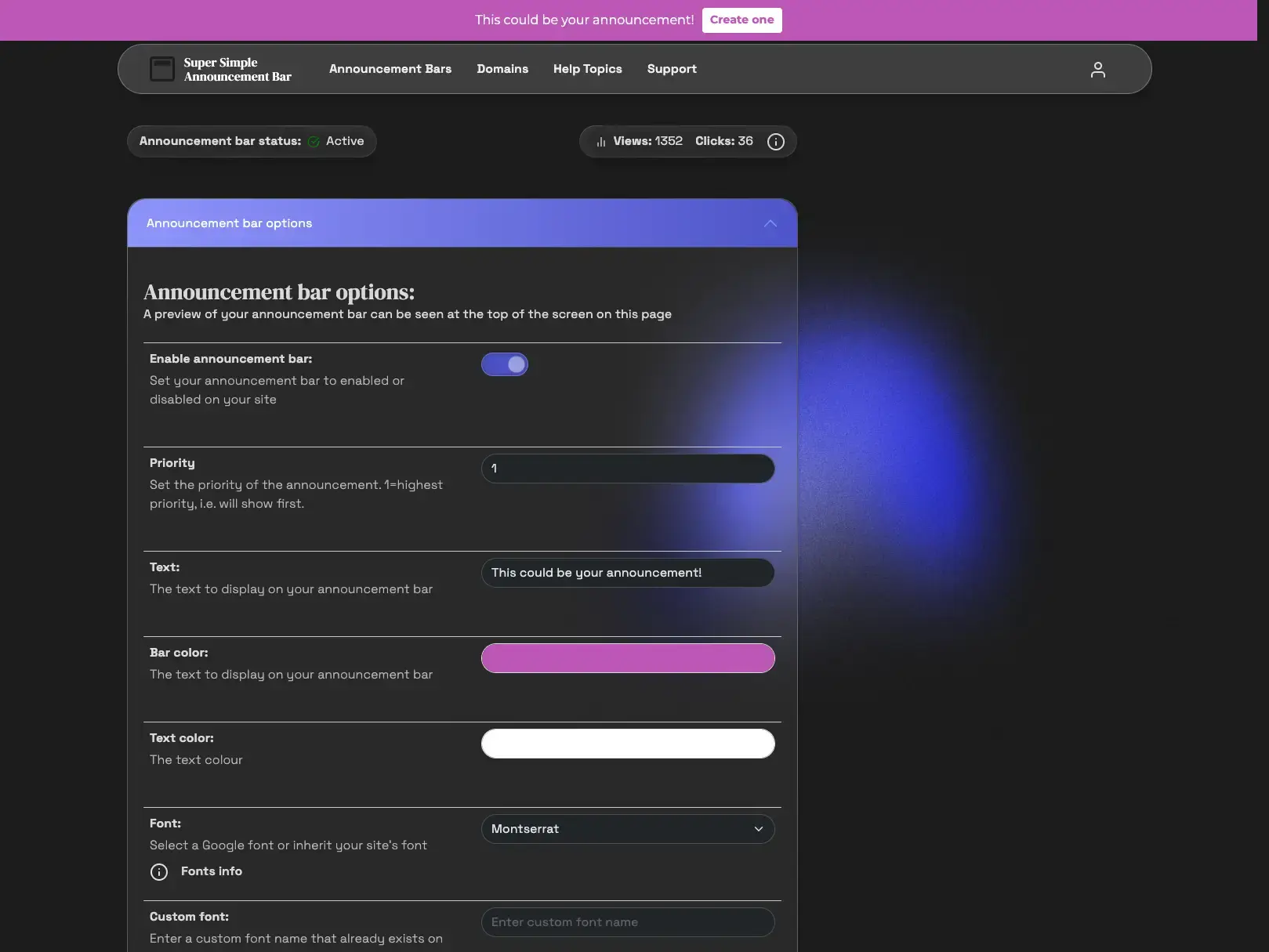 Screenshot 3 of Super Simple Announcement Bar