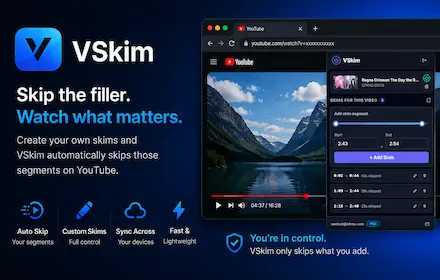 Screenshot 1 of VSkim - Custom Video Skipping for YouTub