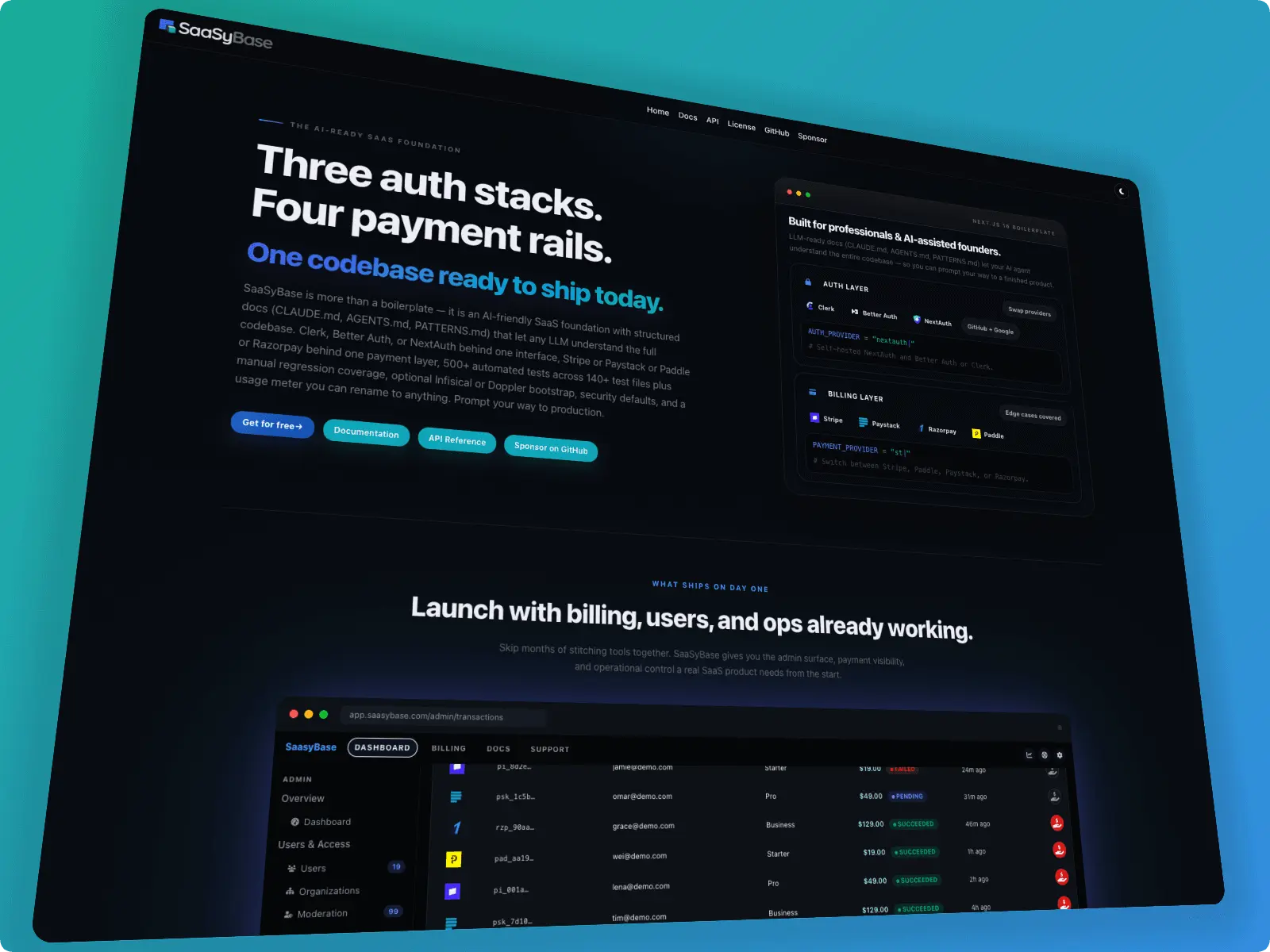 Screenshot 1 of Saasybase Next.js SaaS Boilerplate