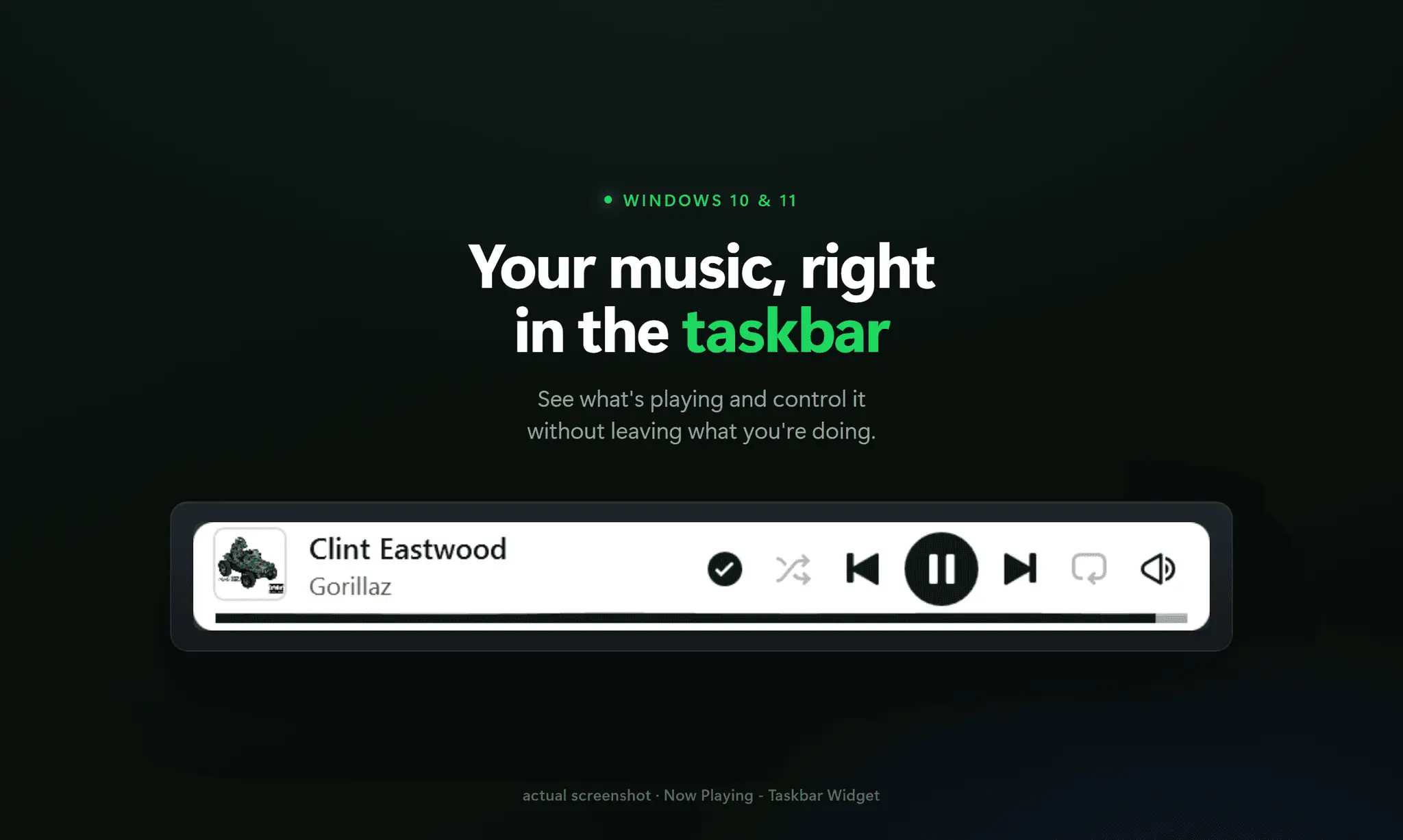 Screenshot 1 of Now Playing - Taskbar Widget