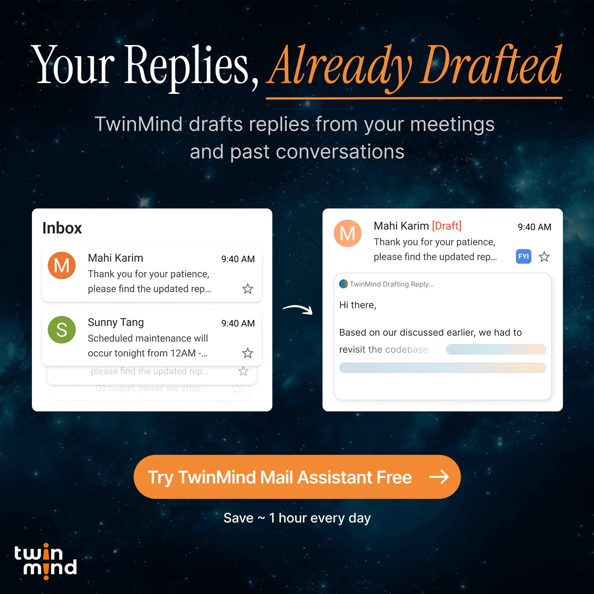 Screenshot 2 of TwinMind Email Assitant