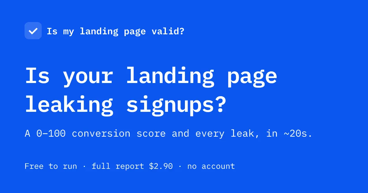 Screenshot 1 of Is My Landing Page Valid?