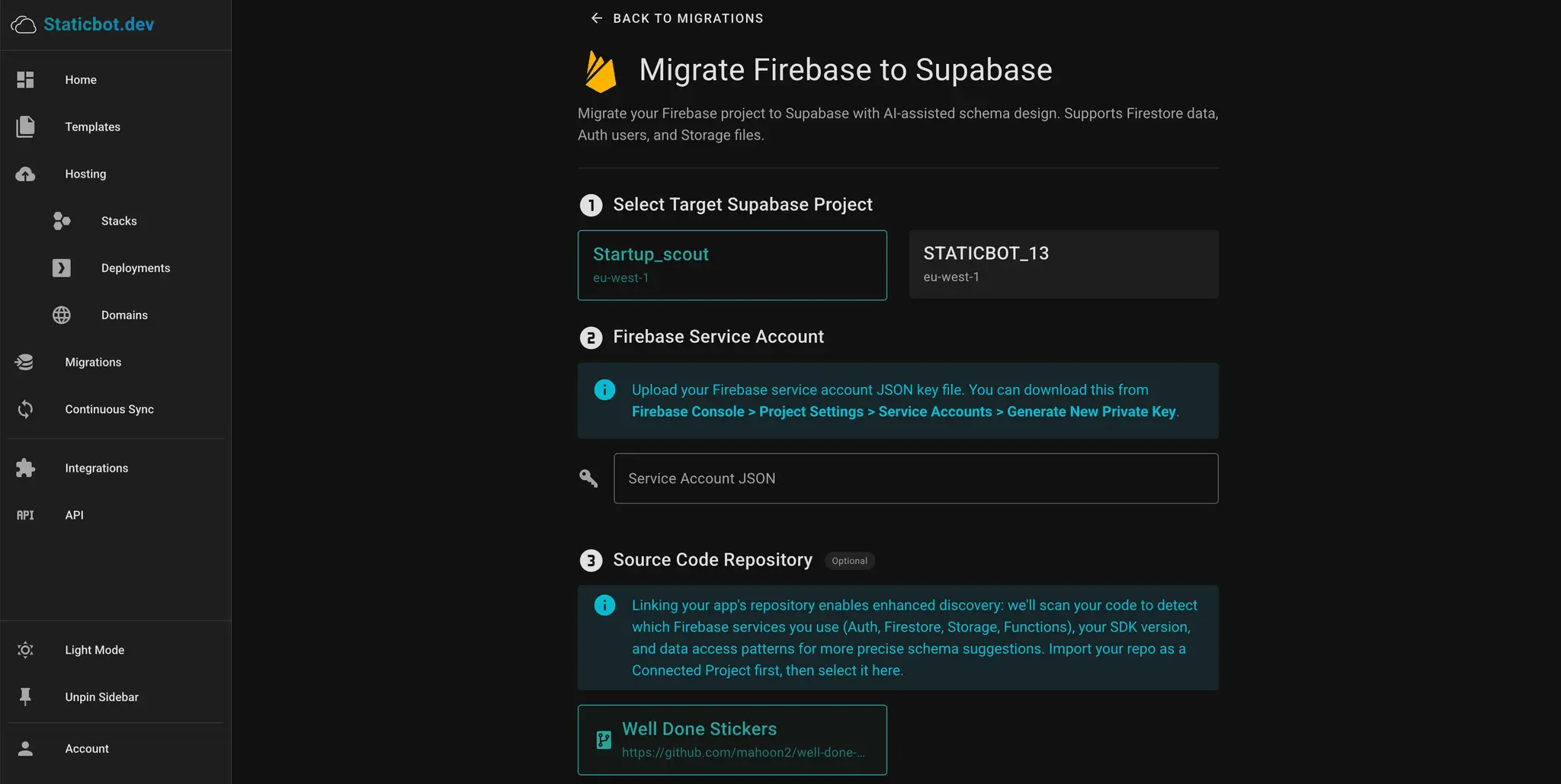 Screenshot 1 of Staticbot.dev