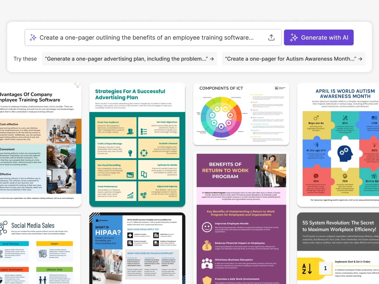 Screenshot 1 of AI One Pager Generator