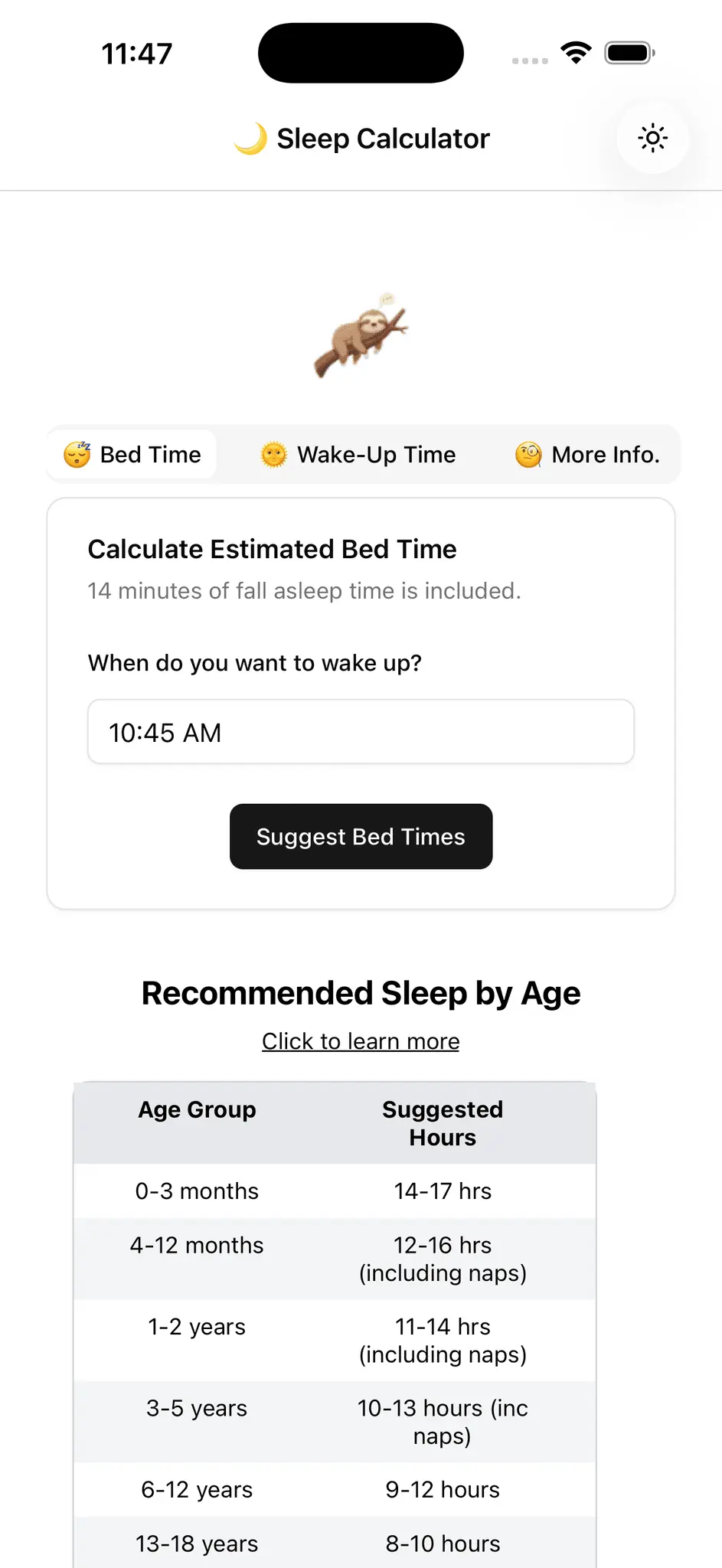 Screenshot 3 of Sleep Calculator - Sloth