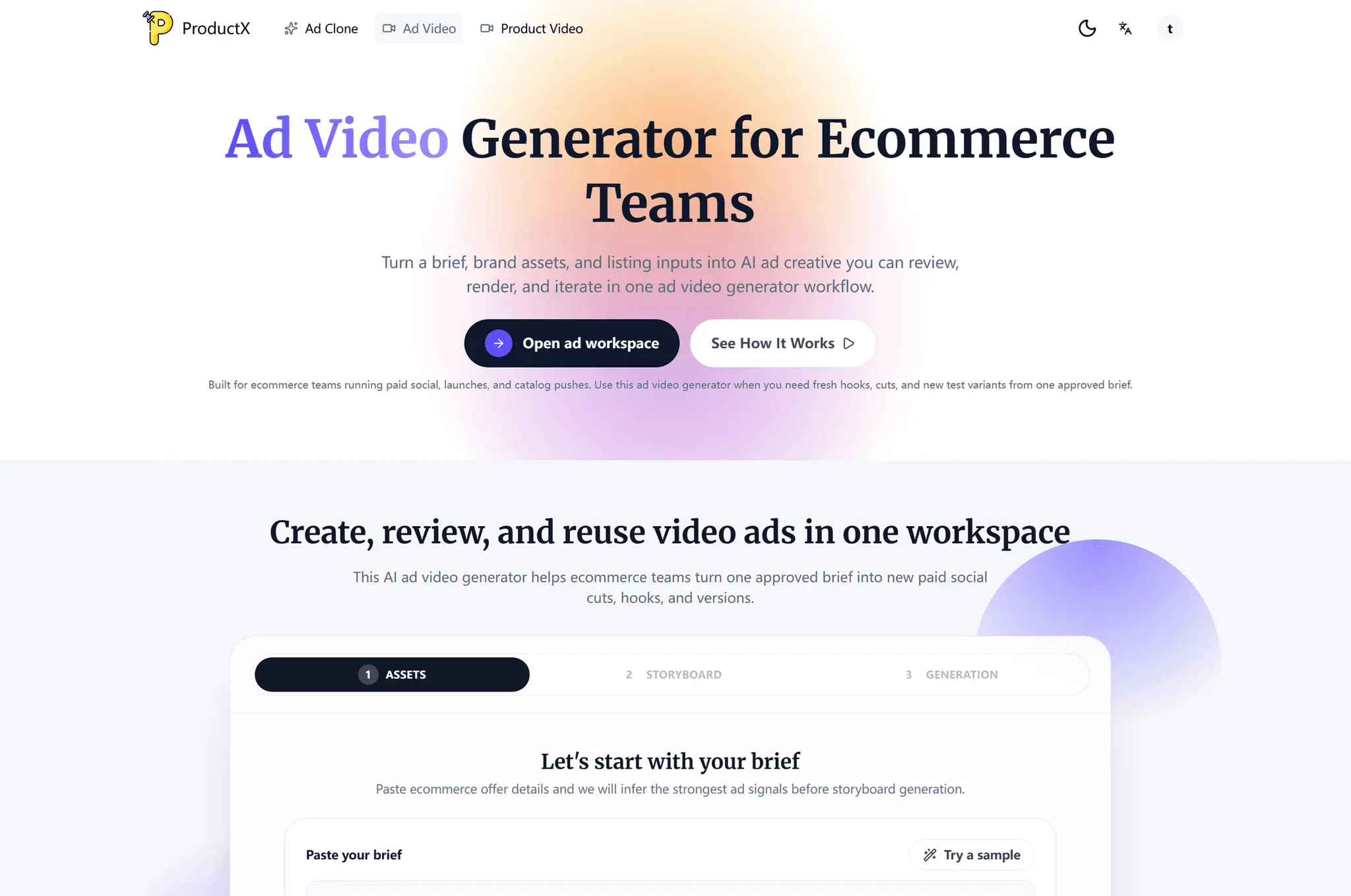 Screenshot 1 of ProductX AI Ad Clone Tool