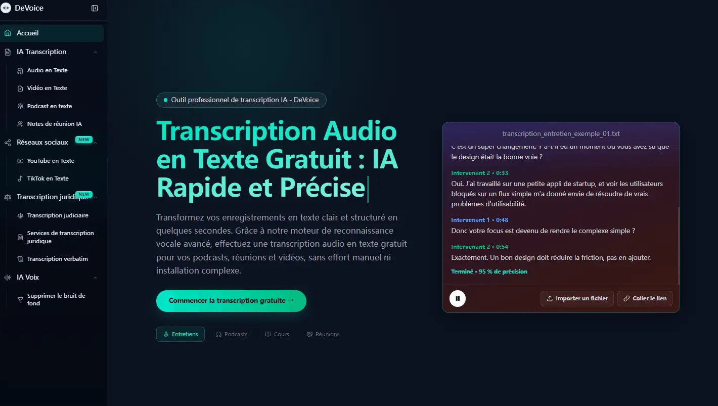 Screenshot 1 of DeVoice - AI Audio & Video Transcription
