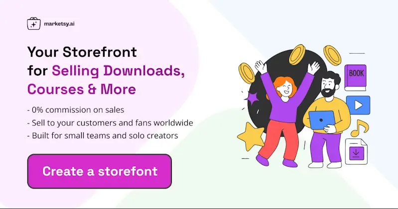 Screenshot 1 of Marketsy.ai lets you sell digital produc