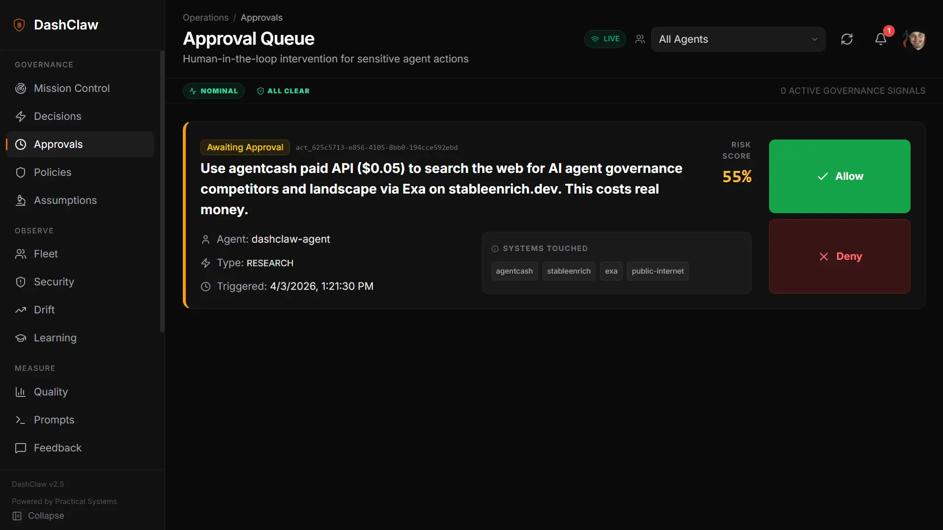 Screenshot 2 of DashClaw