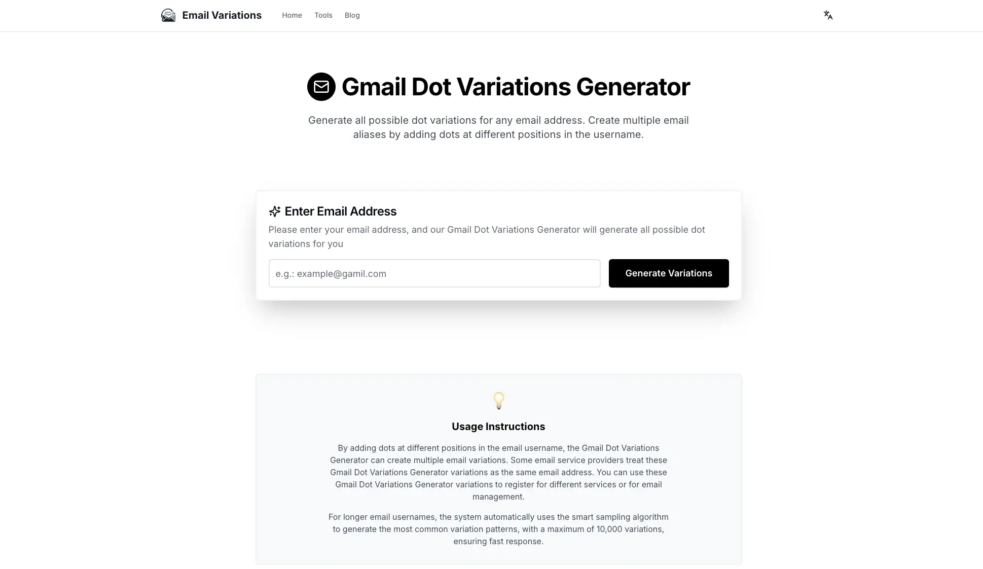 Screenshot 1 of Gmail Dot Variations Generator