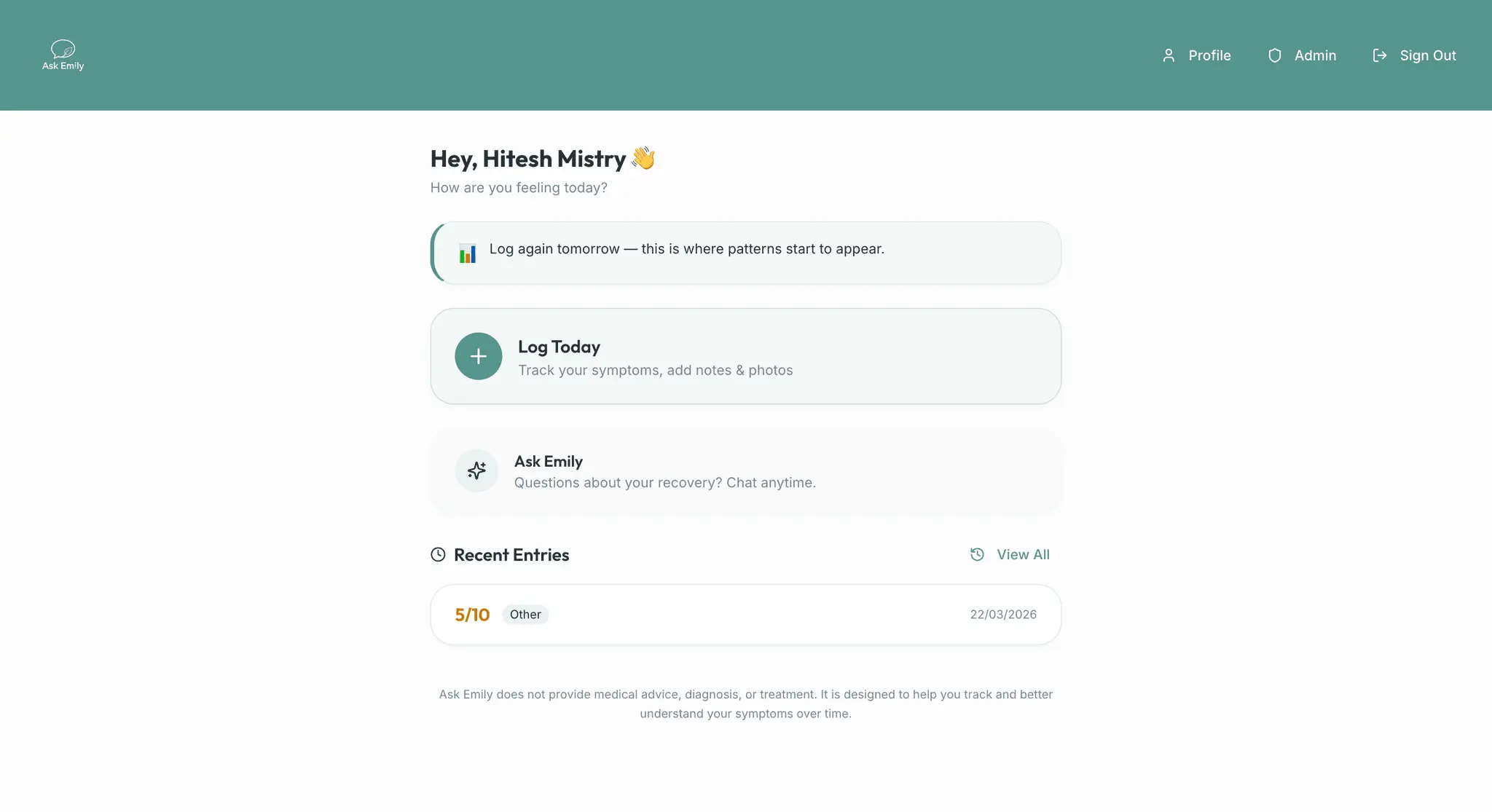 Screenshot 1 of Ask Emily - Recovery Companion