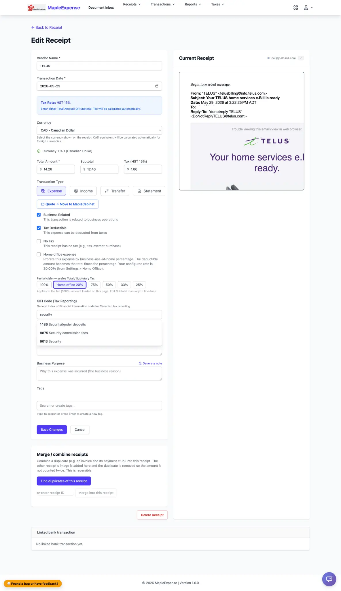 Screenshot 1 of MapleExpense
