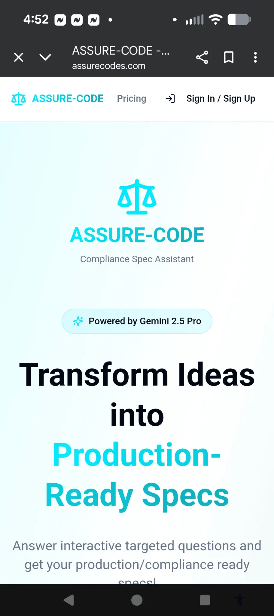 Screenshot 8 of ASSURE-CODE - Compliance Spec Assistant