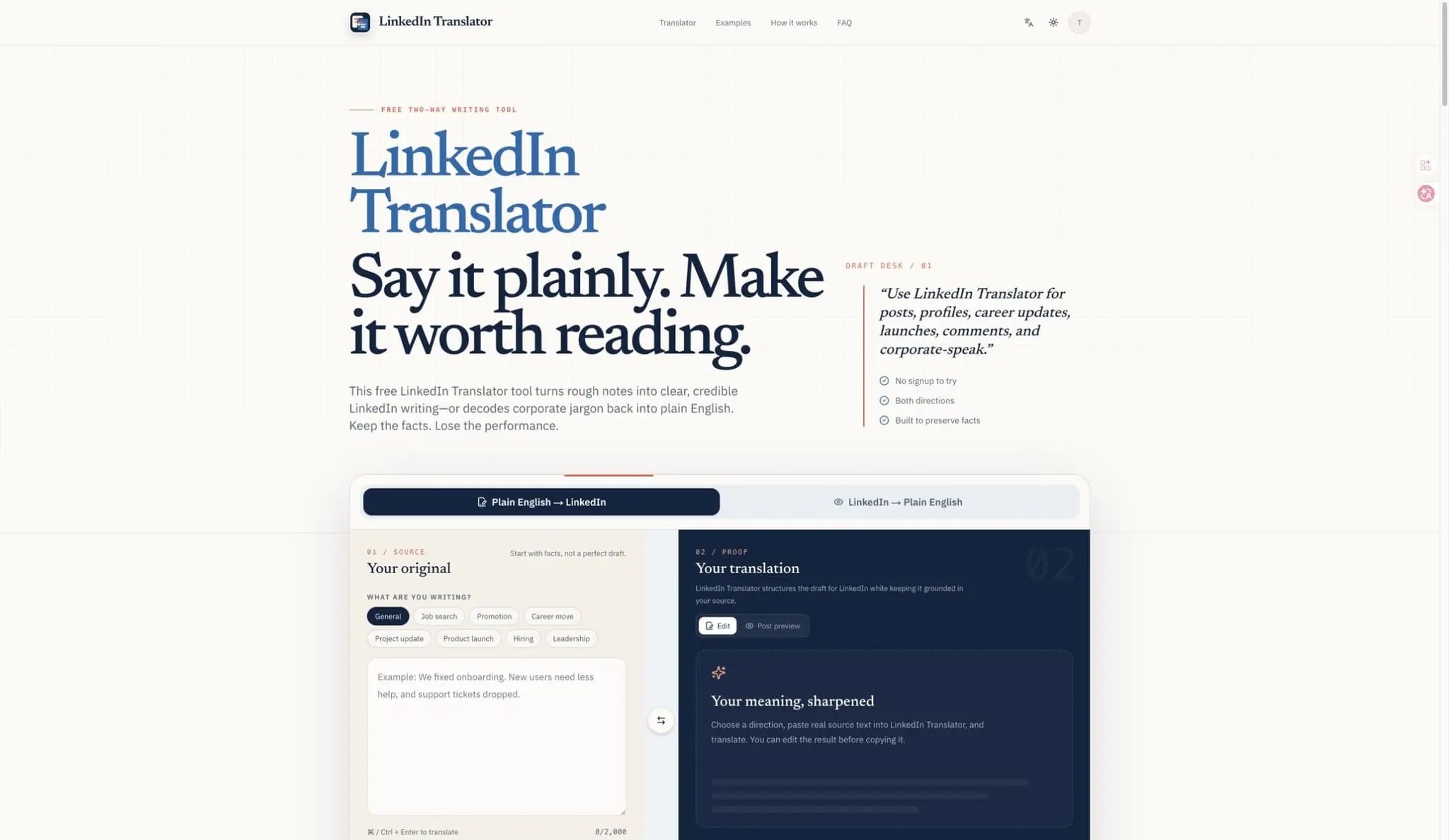 Screenshot 1 of LinkedIn Translator