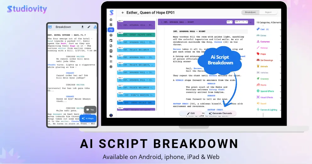 Screenshot 7 of AI Script Breakdown Software| Studiovity