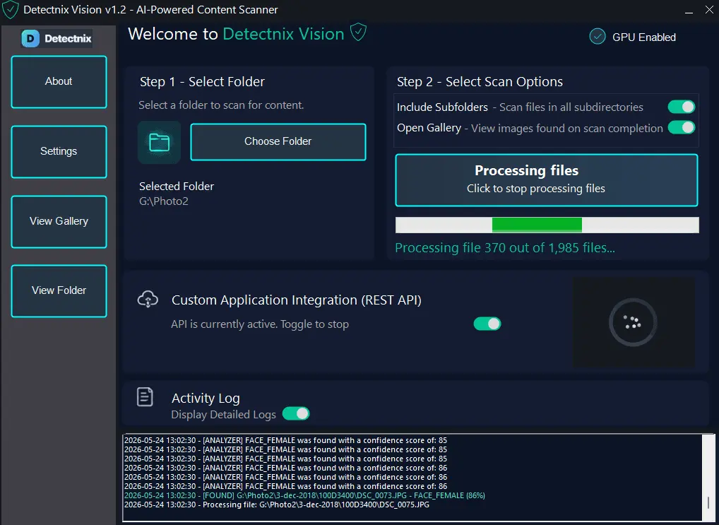 Screenshot 2 of Detectnix Vision Adult Content Scanner