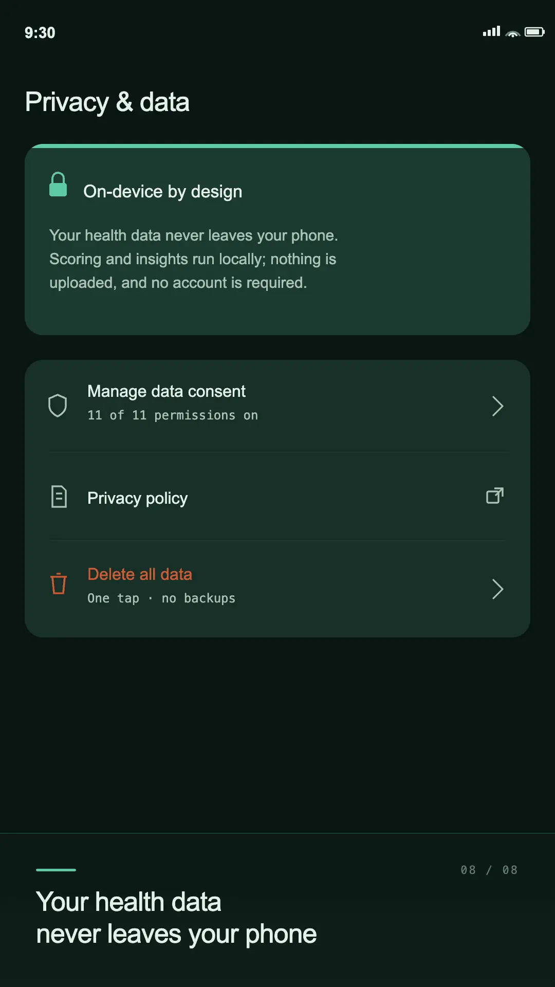Screenshot 2 of Tawen — On-Device Daily Readiness Score